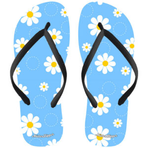 Blauw met witte bloemen