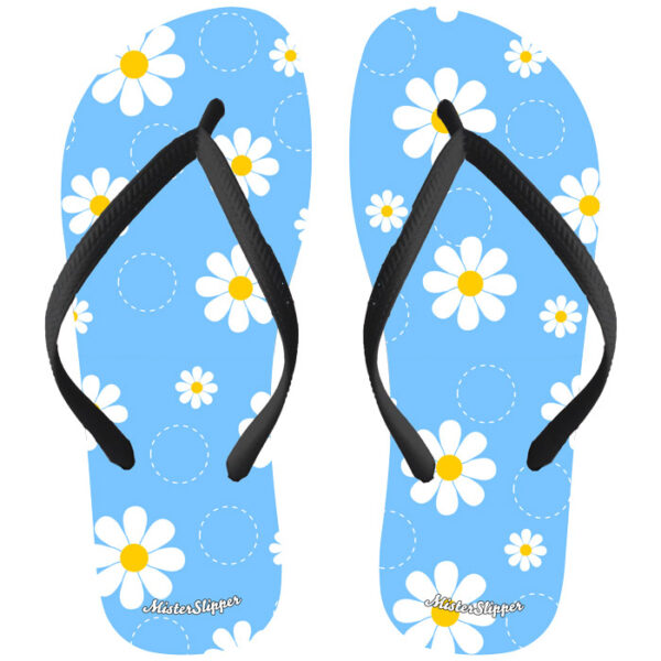 Blauw met witte bloemen